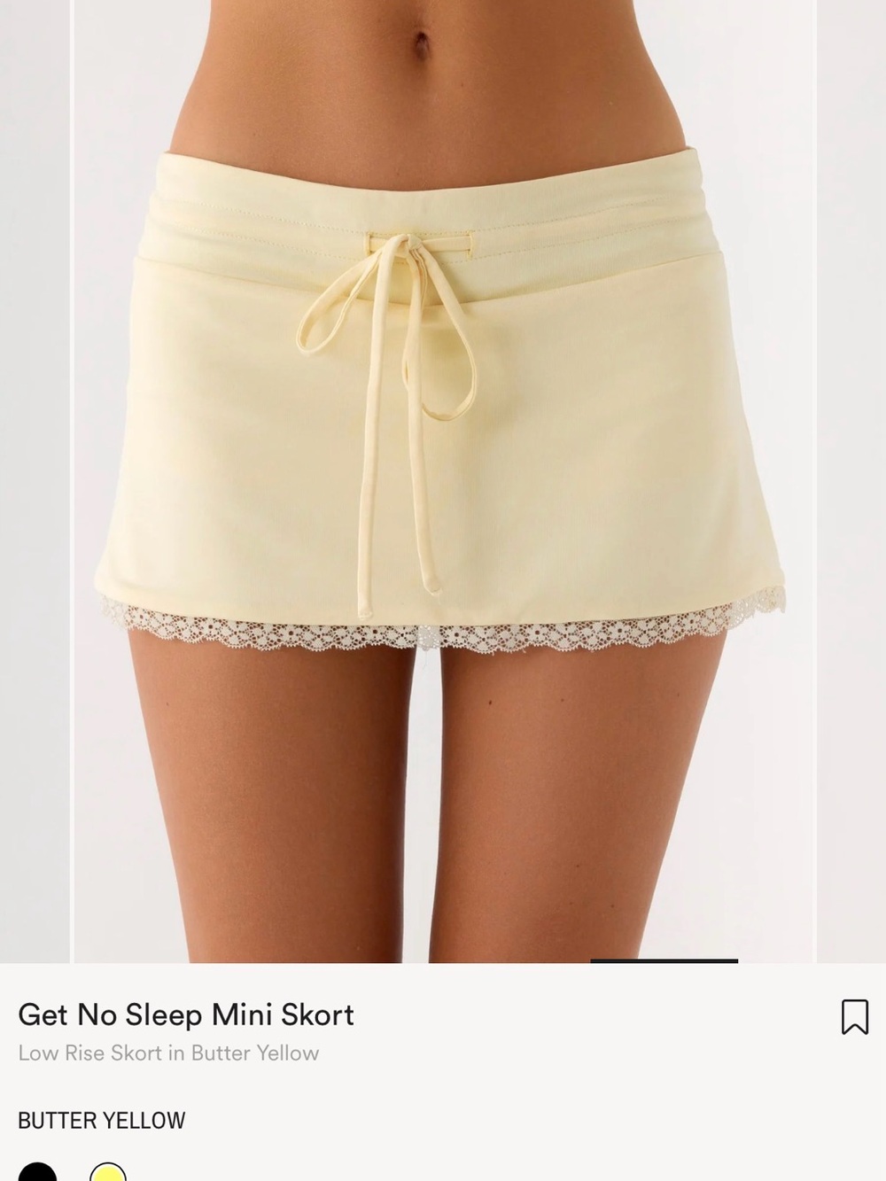 Peppermayo Butter Yellow Lace-Trim Mini Skort